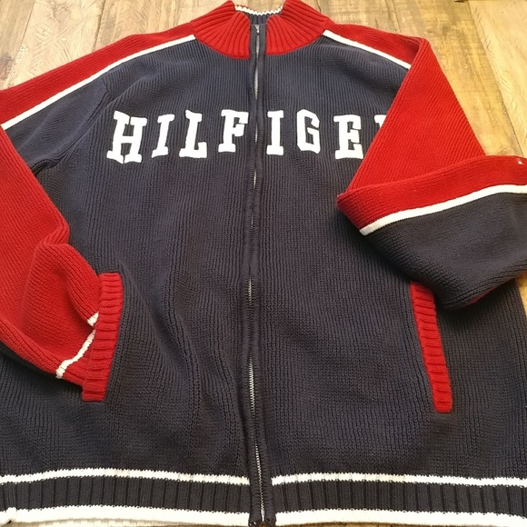 Tommy Hilfiger Spellout Zip Front Sweater